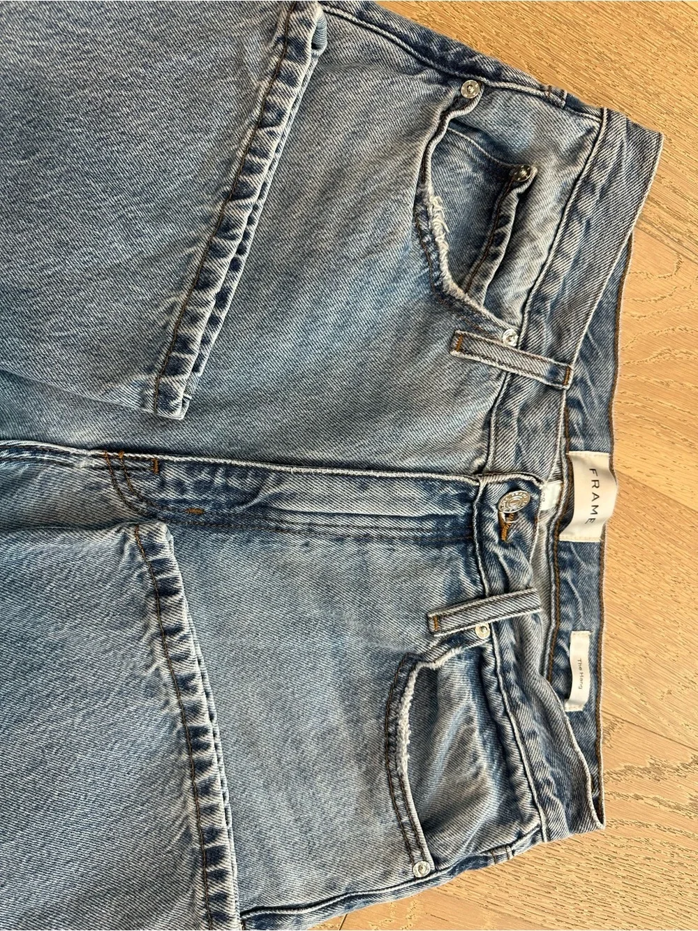 Frame Denim The Hang Women's Blue Straight Jeans Cotton Summer Streetwear - Picture 4 of 8
